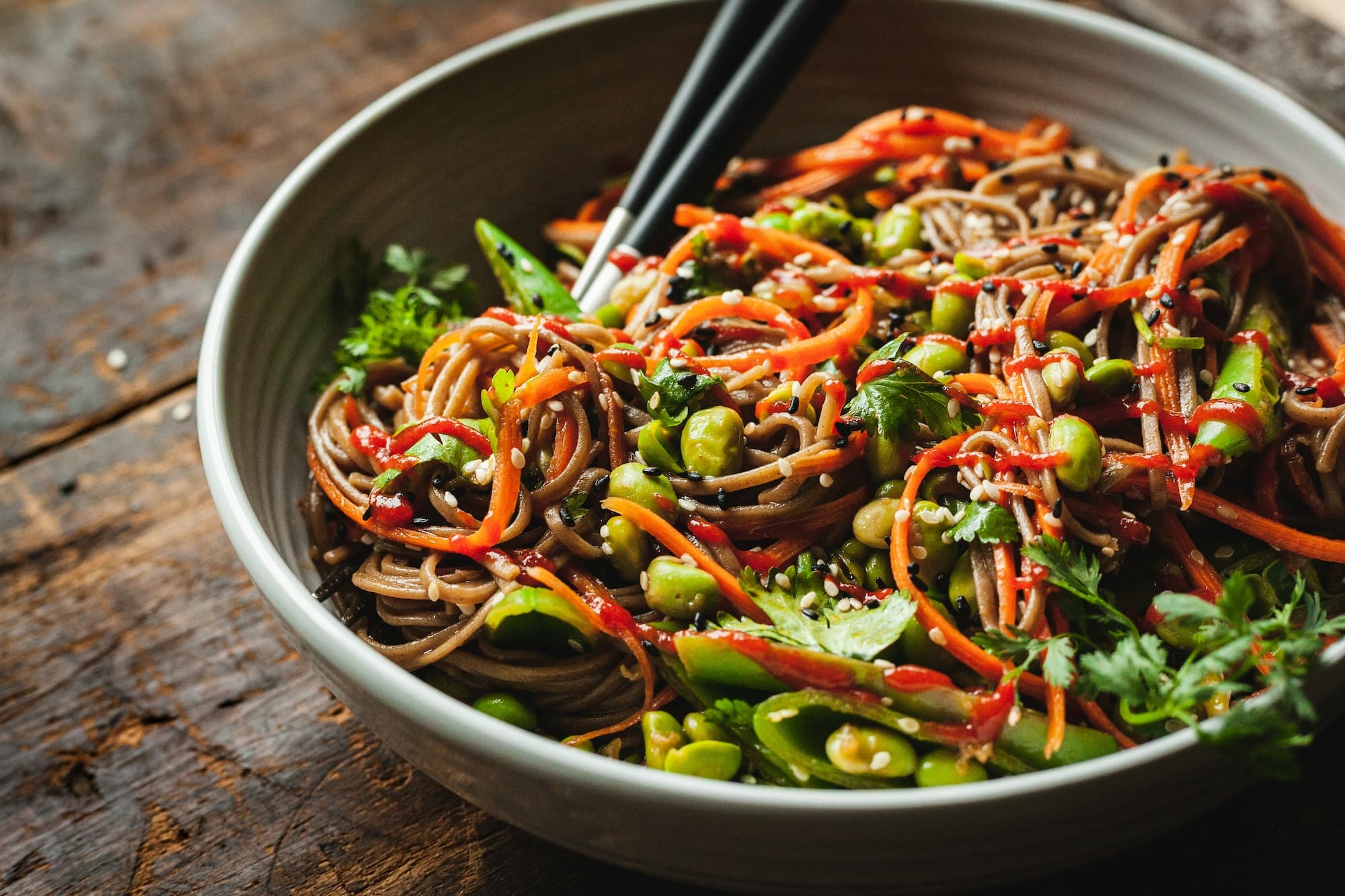 Spicy Peanut Soba Noodle Salad